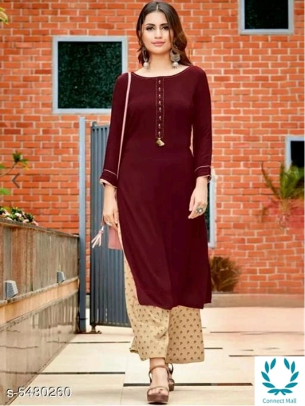 Women's Embroidered Rayon Kurta set with Pants - XL